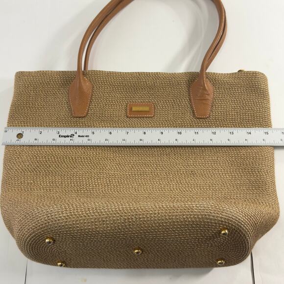 Eric Javits Leather Trim Strass Tote Shoulder Bag Leather Trim Zip Travel - Picture 8 of 10